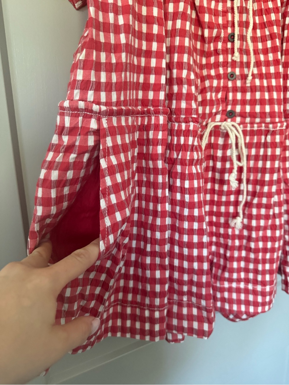 Free People Red Gingham Short Jumpsuit Romper - Picture 8 of 15